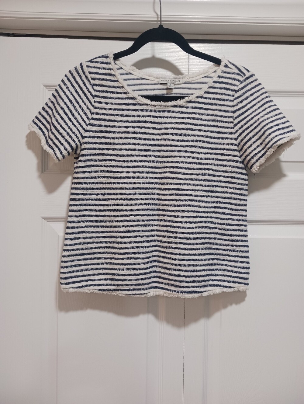 Green Envelope Navy & White Striped Short Sleeve Tee